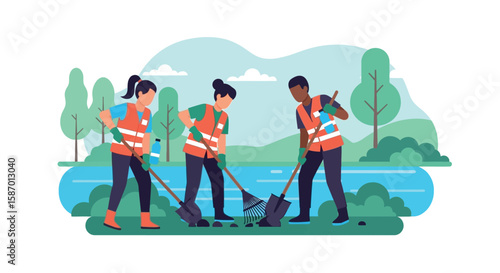 Volunteers Cleaning Up the Environment