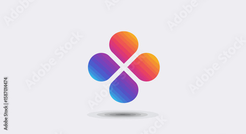 Abstract Colorful Four-Petal Flower Logo Design with Gradient Stripes