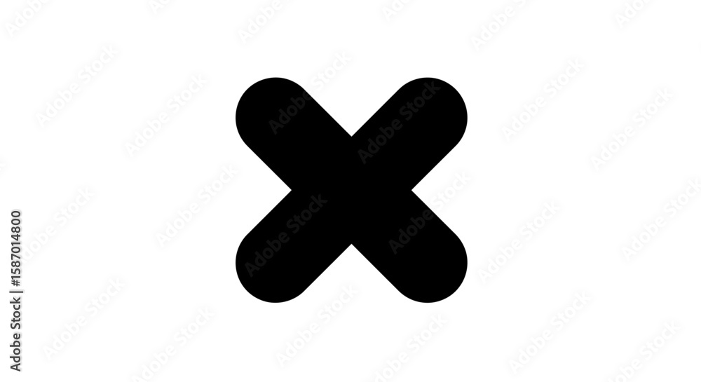 Fototapeta premium Bold Black X Shape with Rounded Ends, Simple Graphic Element