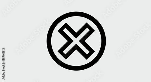 Bold Black X Symbol within a Thick Oval Frame