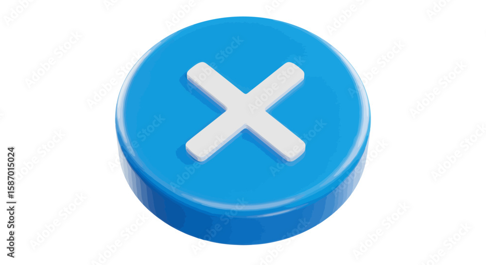 Glossy Blue Oval Button with Embossed White X Mark Glossy Blue Oval Button with Embossed White X Mark