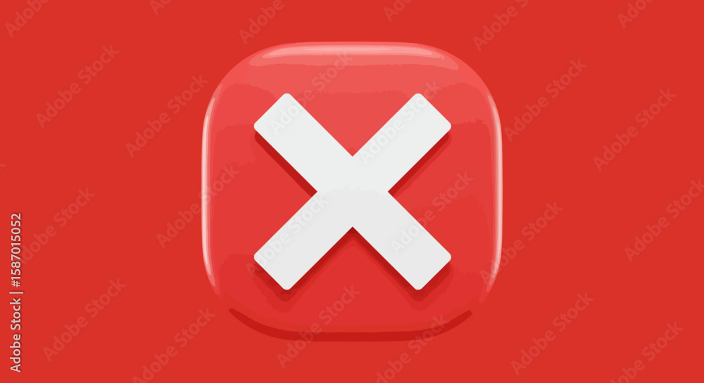 Fototapeta premium Glossy Red Button with White X Symbol for Cancellation or Error