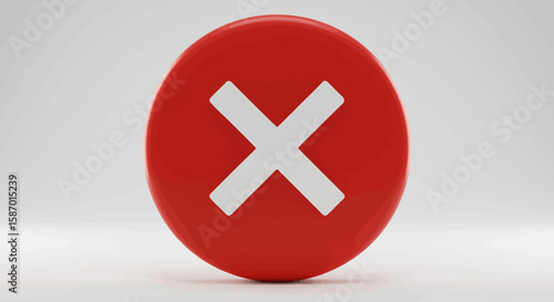 Glossy Red Circle with White "X" Symbol, Indicating Error or Denial