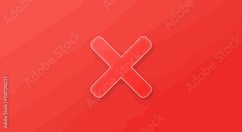 Red Cross Symbol with White Outline on Matching Red Background