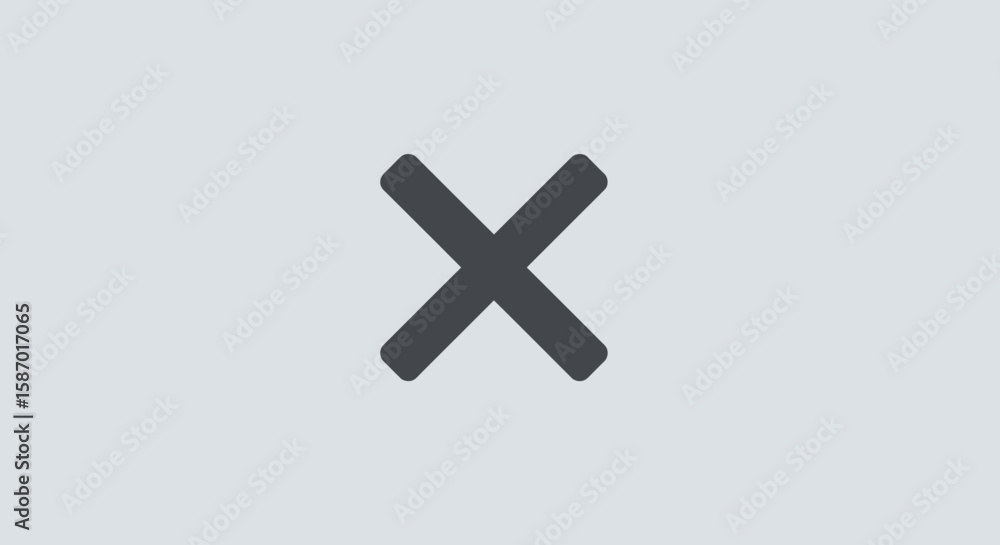 Obraz premium Simple Dark Gray Cross Icon with Rounded Edges on Light Gray Background