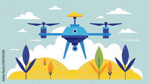 Thanks to its low altitude capabilities the drone can capture small details and features that might be missed by traditional surveying ods.. Vector illustration