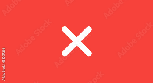 Simple White Cross Symbol on a Red Background