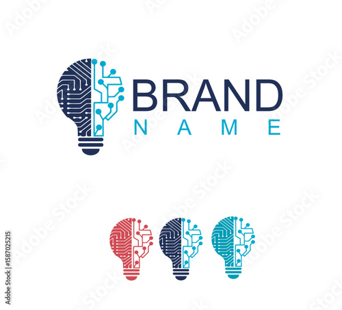 Printed Circuit Board Light Bulb with Speech Bubble – New Technology and Innovation Idea Concept
