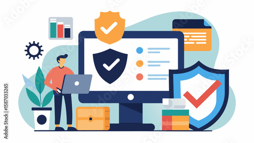 Regular security audits and updates ensuring that the sites security measures are up to date and effective.. Vector illustration