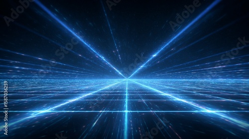 Futuristic Blue Light Grid Animation/未来的な青い光グリッドアニメーション1