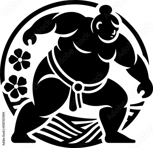 silhouette vector design illustration icon logo symbol sportsman sumo japan abstract modern ethnic traditional