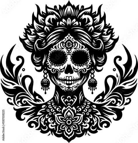 silhouette vector illustration silhouette design icon logo symbol beautiful zombie woman with scary face