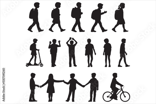 Modern Education Vector Icons – Male & Female Student Characters