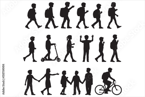 Modern Education Vector Icons – Male & Female Student Characters