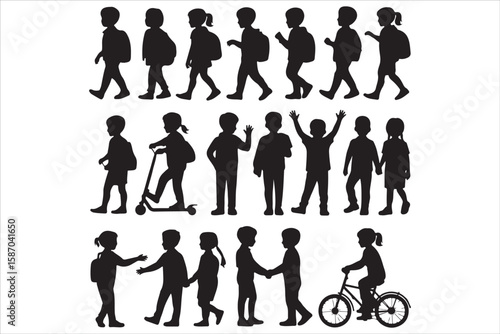 Modern Education Vector Icons – Male & Female Student Characters