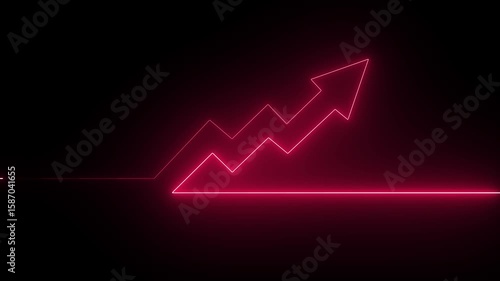 Abstract glowing neon business graph growth arrow up arrow. business growth arrow concept. Business line arrow. on 4k video animation .rowth trend Green line graph going Up.4k