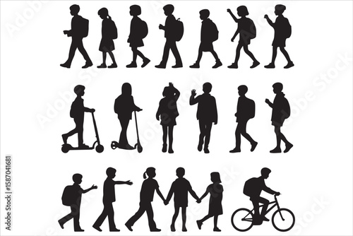 Modern Education Vector Icons – Male & Female Student Characters