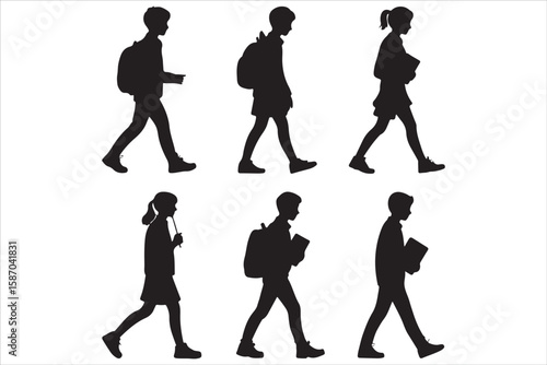 Modern Education Vector Icons – Male & Female Student Characters