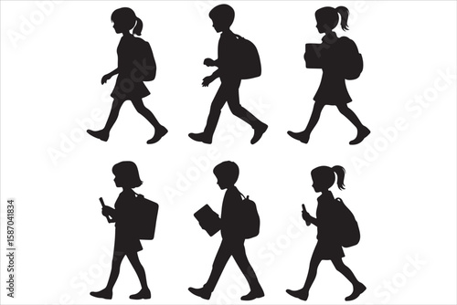 Modern Education Vector Icons – Male & Female Student Characters
