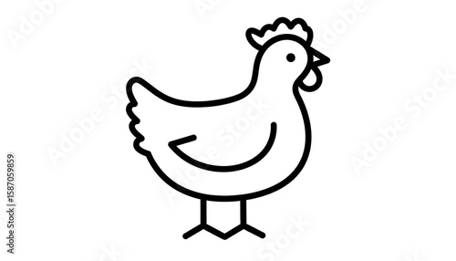 Simple black line drawing of a chicken (1)