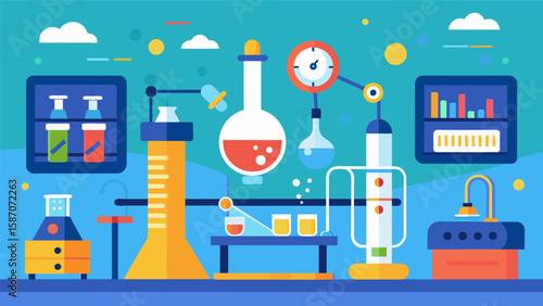 The installation of a stateoftheart science laboratory for students to conduct experiments and learn.. Vector illustration