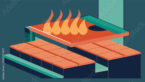 Once fired the tiles are graded for quality to ensure they meet industry standards.. Vector illustration