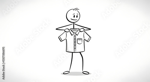 Stick Figure with Shirt Illustration Expressing Wardrobe Choice and Style  