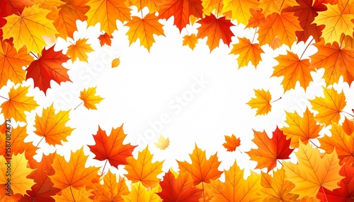 Autumn leaves vector background with vibrant fall foliage and a blank white space