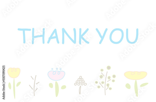 THANK YOUカード　フラワー　ブルー