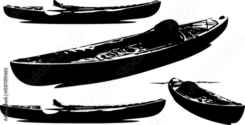 a vibrant blue kayak designed for recreational use. featuring a comfortable seat and a paddle it is ideal for outdoor activities on lakes or rivers. promoting adventure and exploration in nature 