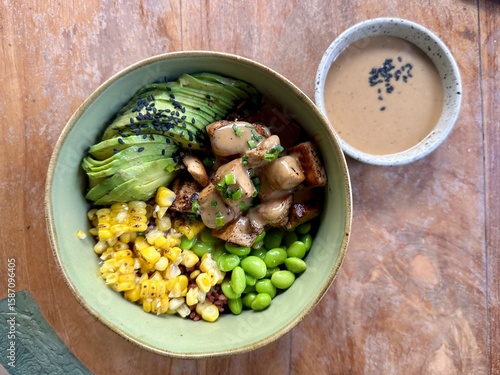 healthy diet tofu avocado bowl vegan vegetarian