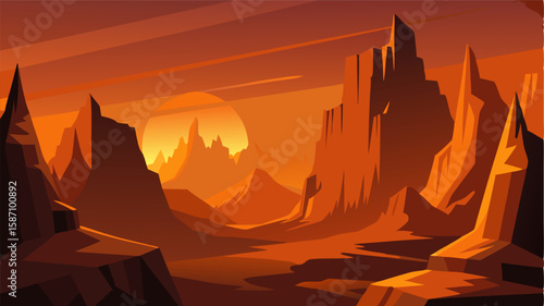 The orange glow of fading sunlight catches the sharp edges of the rocky ridges giving the badlands a surreal ethereal feel.