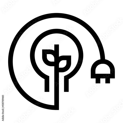 Icono de ahorro de energía. Eficiencia energética, sostenibilidad y consumo responsable. Bombilla con hoja dentro. Ilustración vectorial