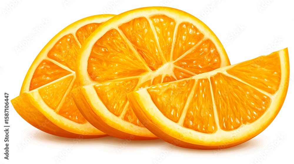 Fototapeta premium Close-up view of sliced orange segments.