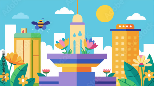 The rooftop garden of the highrise building is a feast for the senses with fragrant flowers buzzing bees and the sound of trickling water from the nearby fountain.