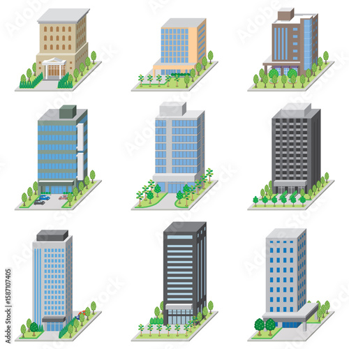 建物の立体的なイラスト. 