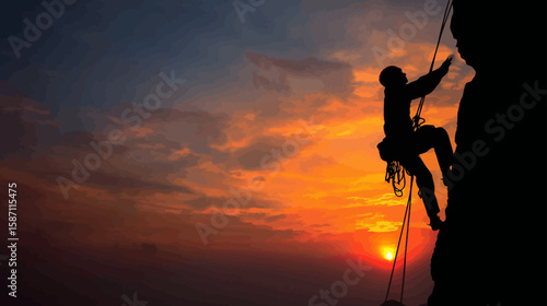Silhouette of a Climber at Sunset 