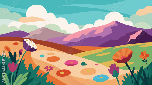 The tranquil prairie landscape transforms into a painters palette of wildflowers each one adding its own unique touch of color.