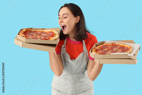 Young woman with tasty pepp...