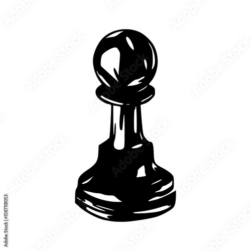 stylized dark chess pawn silhouette