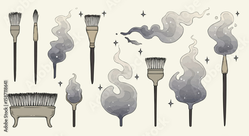 Vintage Smoking Pipes Set – Hand-Drawn Tobacco Pipes in Classic Style