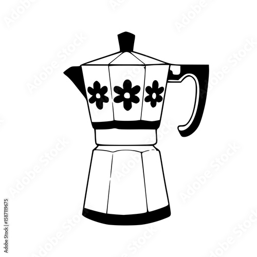 vintage coffee maker with daisy pattern