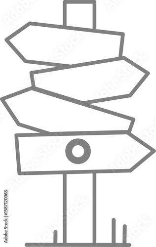 A signpost with four blank arrow-shaped signs pointing in different directions, depicted in a minimalist outline style.