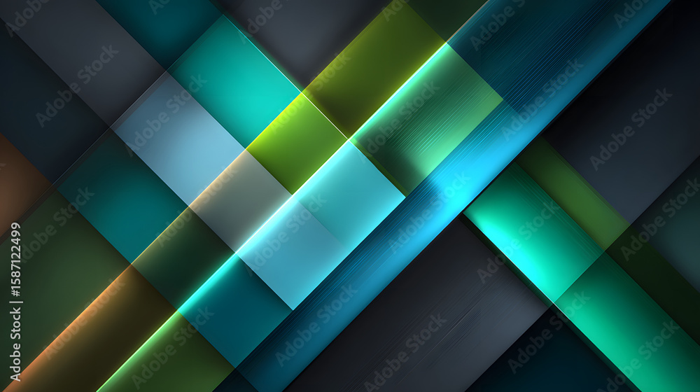 Obraz premium Grey blue teal green white abstract background geometry triangle, square, diagonal neon light, and layer element. For presentation, business, corporate, festive, seminar, and talks. white background