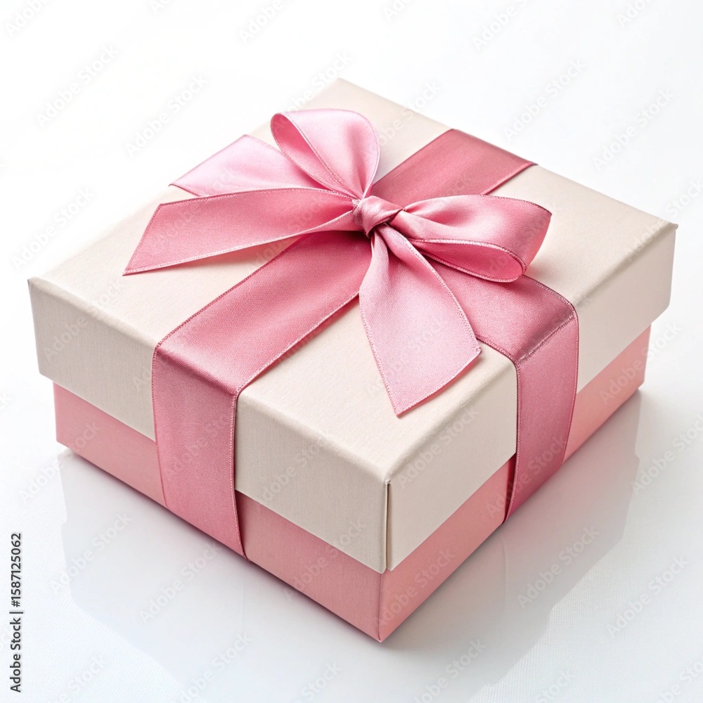 Obraz premium pink gift box with ribbon