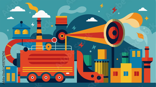 The monotonous hum of machines and the constant roar of engines a symphony of industry in motion.