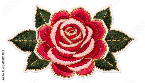 Detailed embroidered rose patch