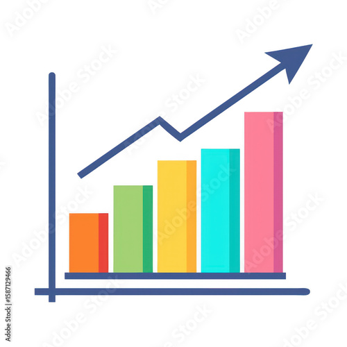 Free Download Colorful Bar Graph with Upward Trend on transparent background - GFXLoad