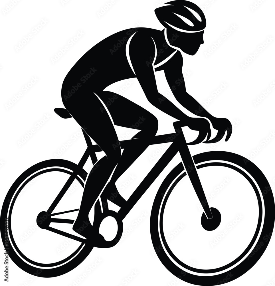 Obraz premium Cyclist Riding Bicycle Silhouette