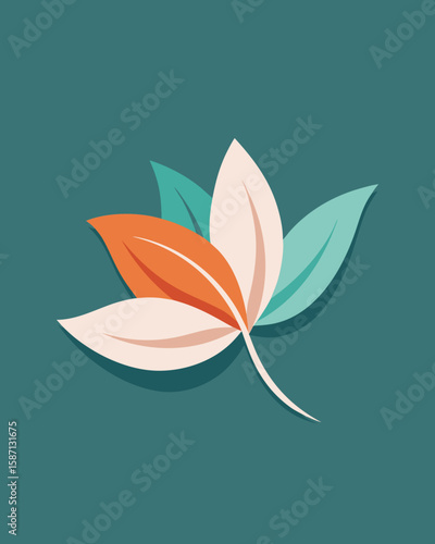 A stylized leaf graphic showcases colorful petals, suitable for nature-themed designs, ecological projects, or logo concepts needing an organic element.